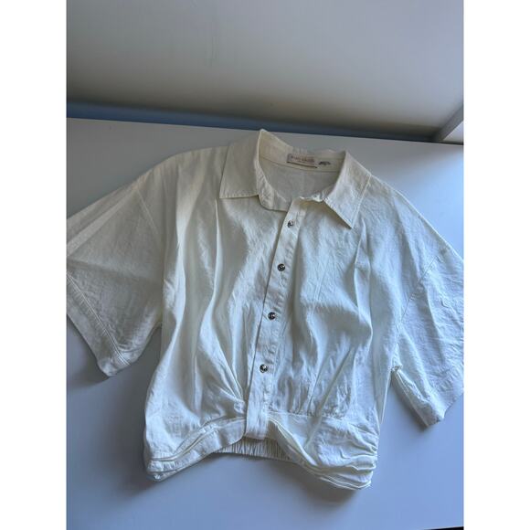 $345 Ramy Brook Rosa Linen Blend Top - Ivory - Small - Picture 3 of 6